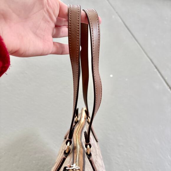 Coach Signature Canvas Zip Top Tote Bag F29208 Tan Gold Hardware - Preowned - Picture 16 of 16